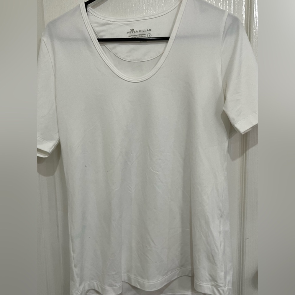 Peter Millar Womens poly Short Sleeve Shirt Logo small white